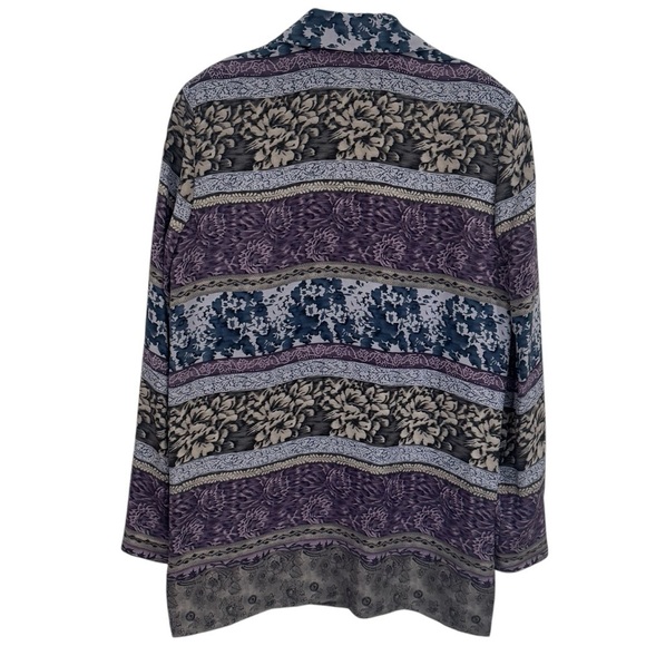 Vintage Dana Buchman Floral Long Sleeve 100% Silk Long Sleeve Blouse Size 2 - Picture 6 of 13